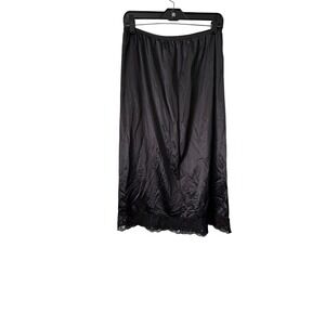 Sears Half Slip Women XL Black Vintage Lace Trim Antron III Nylon USA